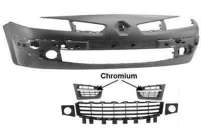voorbumper, in primer, 03/2006-Renault Megane, 2002-2009