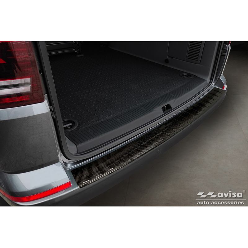 Echt 3D Carbon Achterbumperprotector  Volkswagen Caravelle T6 2015-2019 & Caravelle T6.1 2019- (met achterklep) 'Ribs'