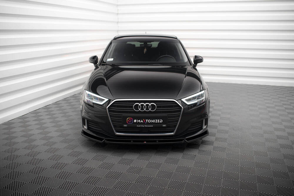 Voorspoiler V.1 Audi A3 8V Sportback FL 16-20 Maxton Glans Zwart