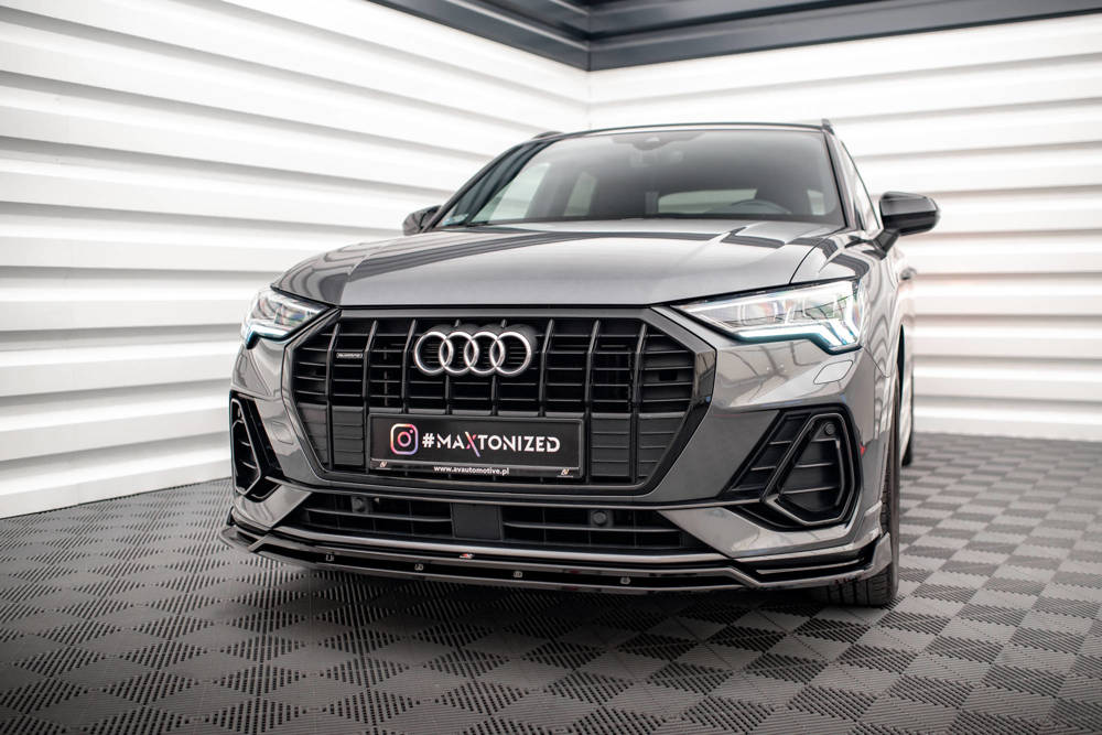 Voorspoiler V.2 Audi Q3 S-Line F3 Maxton Glans Zwart