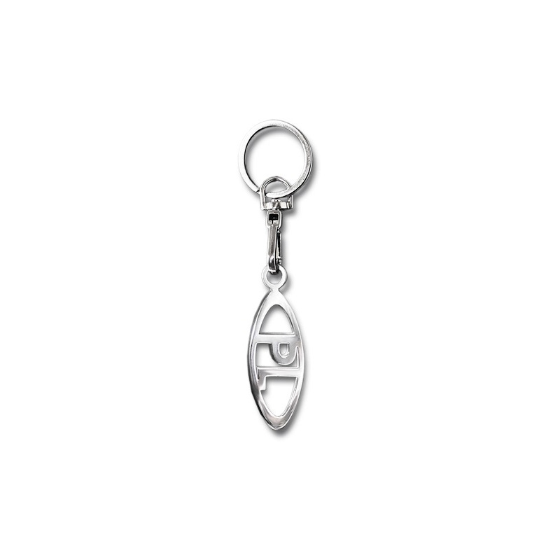 RVS sleutelhanger - 'PL' in Ovaal (Zilver)