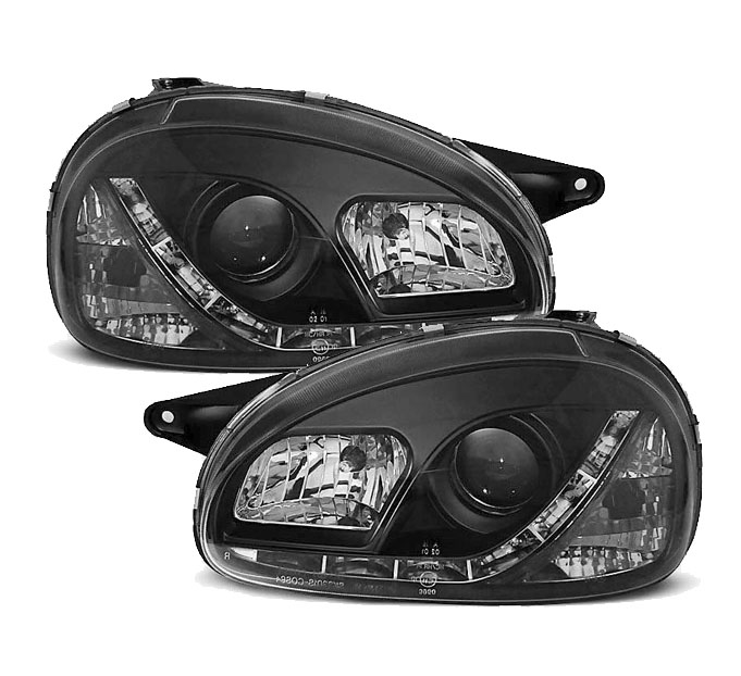 Faros Opel Corsa B Dayline Los ojos del Diablo negro