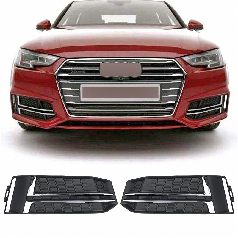 Mistlamp Grillen Audi A4 B9 2015-2019 S-Line RS-Look Chroom Zwart