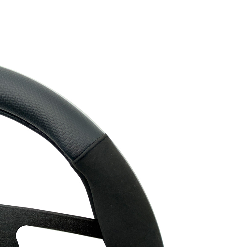 Simoni Racing Stuurwielhoes Sporty - Zwart Eco-Leder/Microvezel/Carbon Look + Gele Markering - 37-39cm