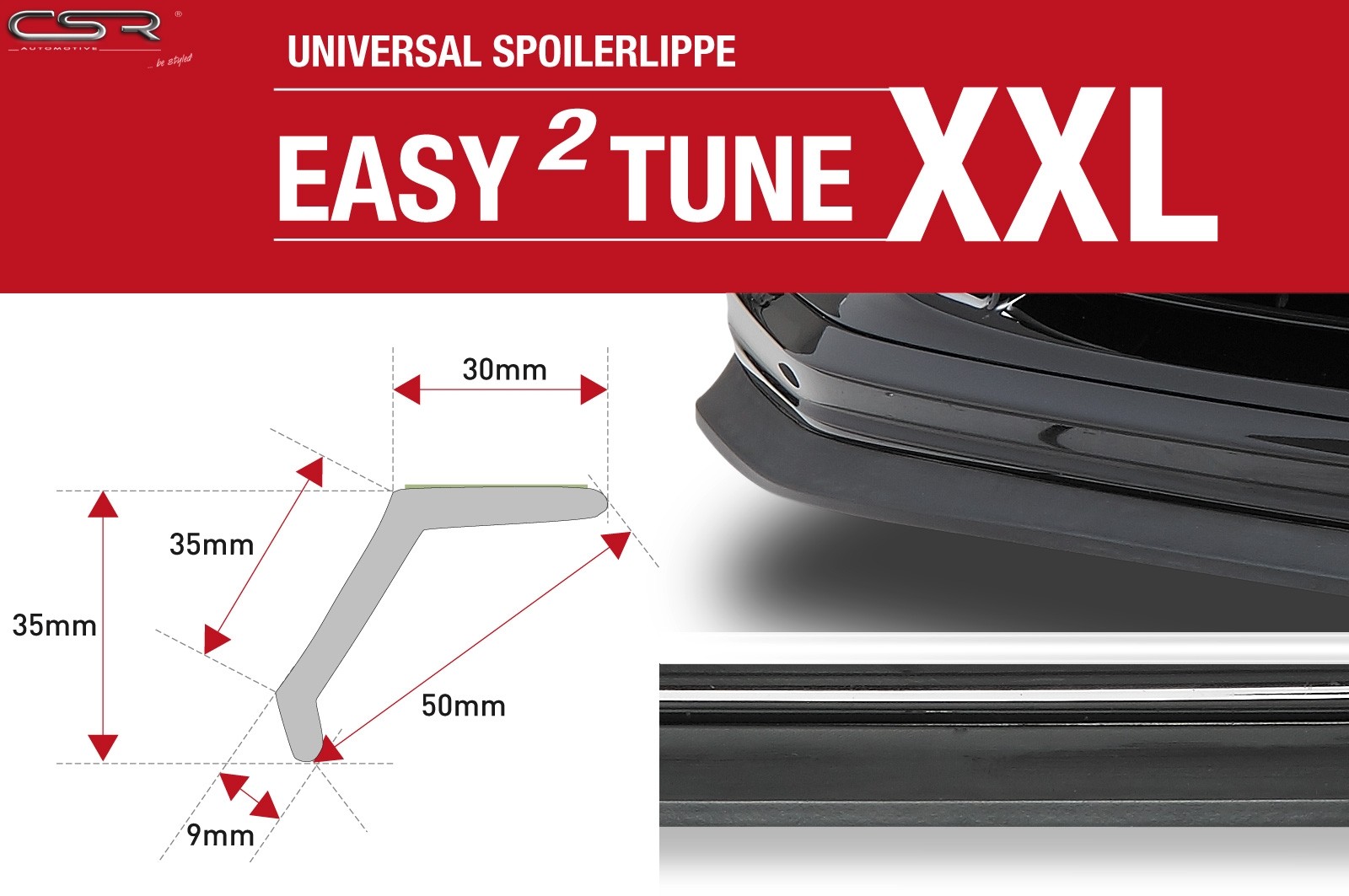 XXL Easy 2 Tune Onder / Spoiler Lip Zwart Universeel