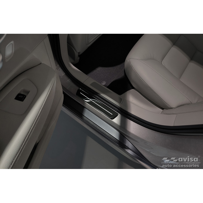 Zwart glanzend RVS Instaplijsten  Volvo V90 2016- 'Hybrid' - 4-delig