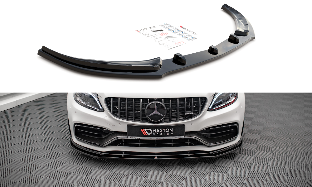 Voorspoiler V.1 Mercedes AMG C63 Coupe W205 FL Maxton Glans Zwart