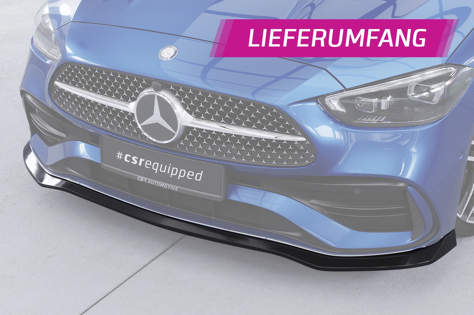 Voorspoiler Mercedes-Benz C-Klasse W206 / S206 AMG-Line 06/2021- Glans Zwart CSR
