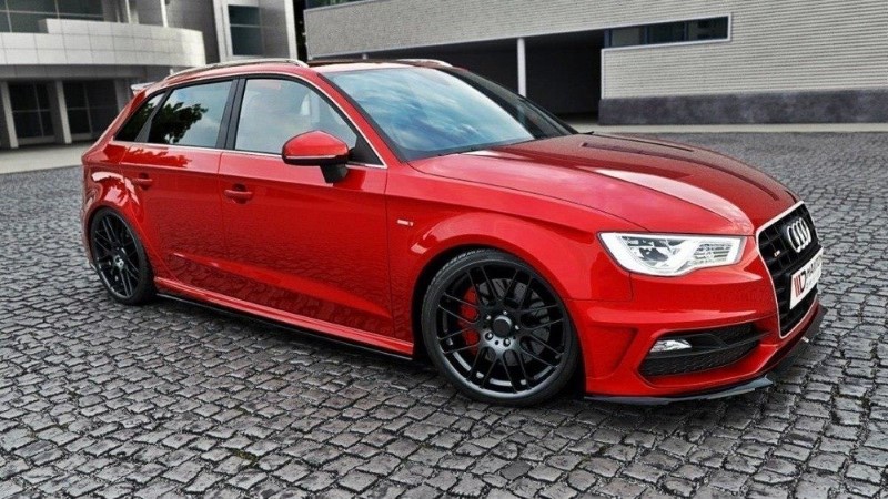 Zijskirts Diffuser Audi S3 / A3 S-Line 8V / 8V FL Sportback Glanzend Zwart