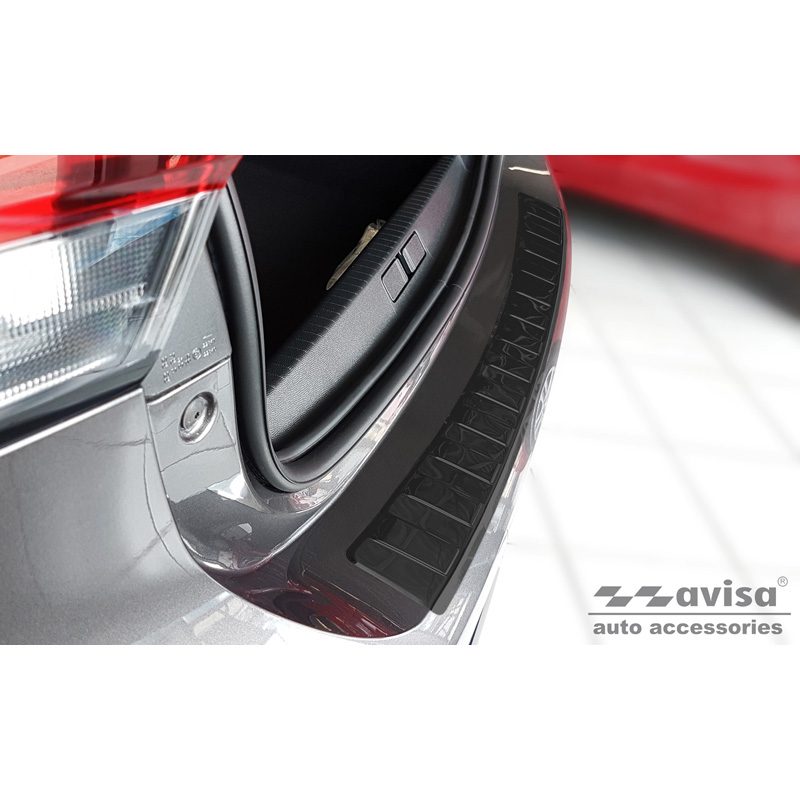 Zwart RVS Achterbumperprotector  Opel Corsa F Edition/Elegance HB 5-deurs 2019- 'Ribs' (excl. Equipment Ultimate)