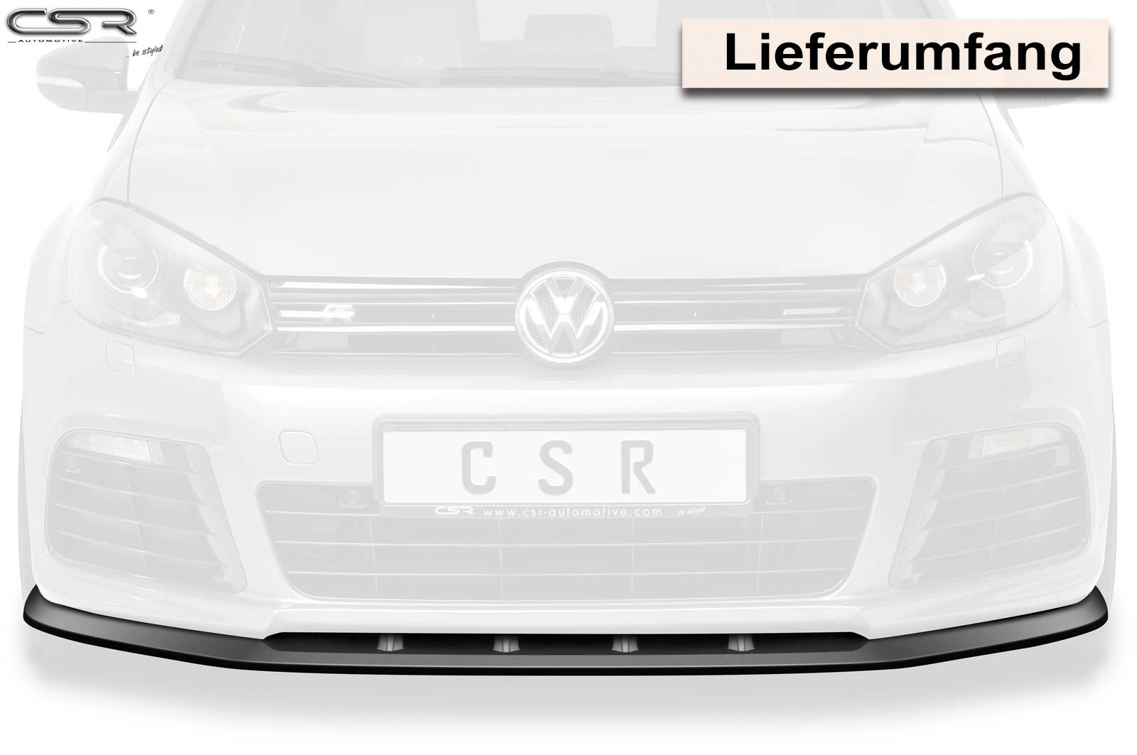 Voorspoiler VW Golf 6 R Glans Zwart – 12/2009–10/2012
