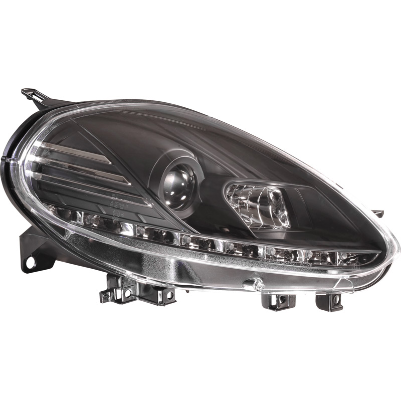 Set Koplampen incl. DRL  Fiat Punto Evo 2009-2012 & Punto (199) 2012- - Zwart - incl. stelmotor