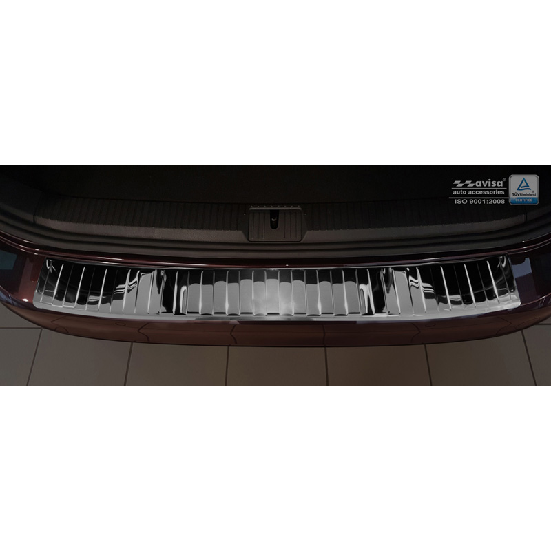 Zwart-Chroom RVS Achterbumperprotector  Volkswagen Passat 3G Variant 2014-2023 incl. Alltrack 'Ribs'