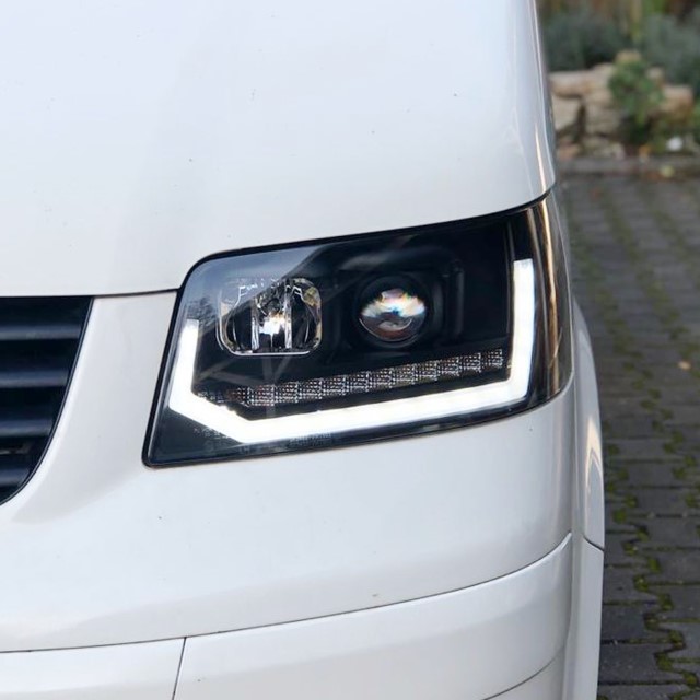 Headlights VW T5 03-09 Devil Eyes Dlite LED Chrome