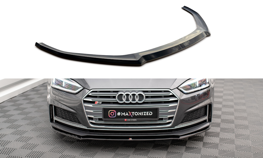 Voorspoiler Audi S5 / A5 S-Line F5 Coupe / Sportback V.2 Glanzend Zwart