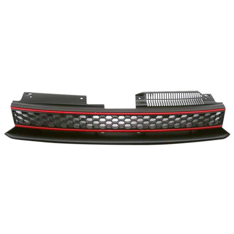 Embleemloze Grill  Volkswagen Golf VI GTi 2008-2012 - Zwart/Rood