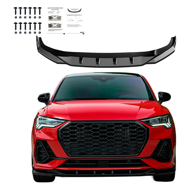 Oneway Voorspoilerlip  Audi Q3 (F3B) S-Line & Q3 Sportback (F3N) S-Line 2019-2025 excl. RSQ3 - Glanzend zwart