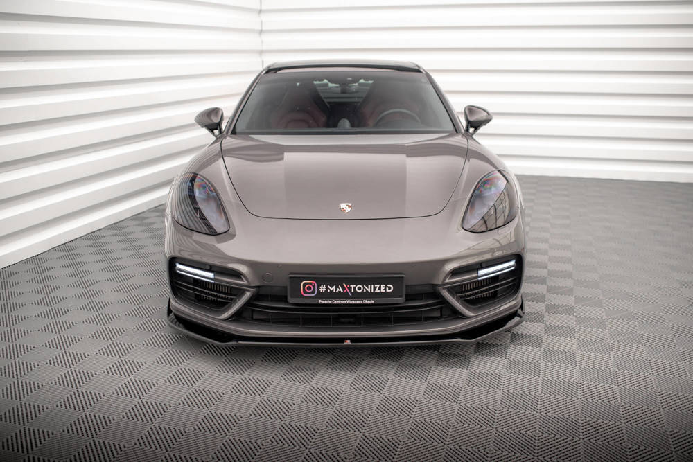 Voorspoiler V.2 Porsche Panamera E-Hybrid 971 Maxton Glans Zwart
