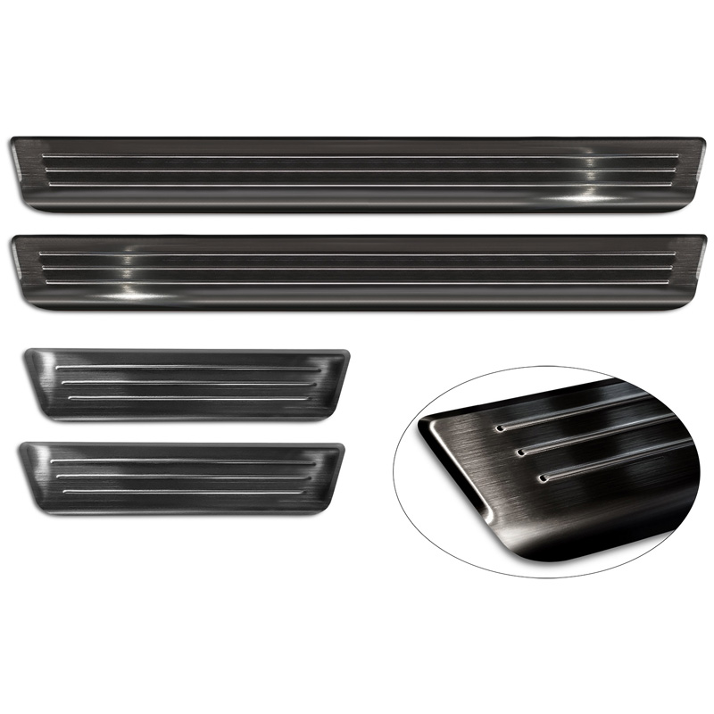 Zwart RVS Instaplijsten  Volkswagen Passat Variant (CJ5) incl. R-Line & Hybrid 2024- / Skoda Superb IV Combi 2024- - 'Lines' - 4-delig