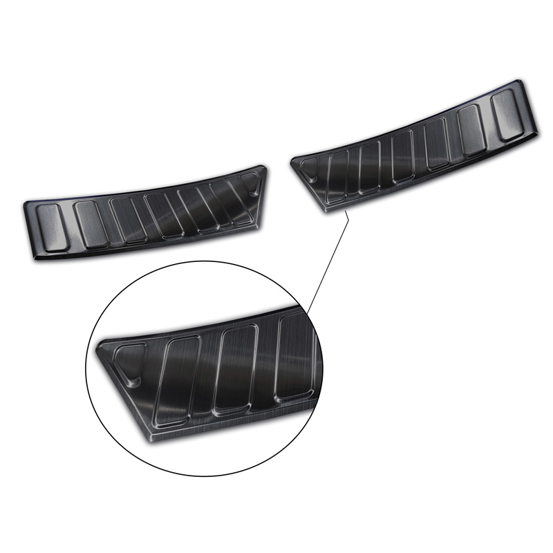 Zwart RVS Achterbumperprotector  Ford Puma 2019- 'Ribs' (2-delig)