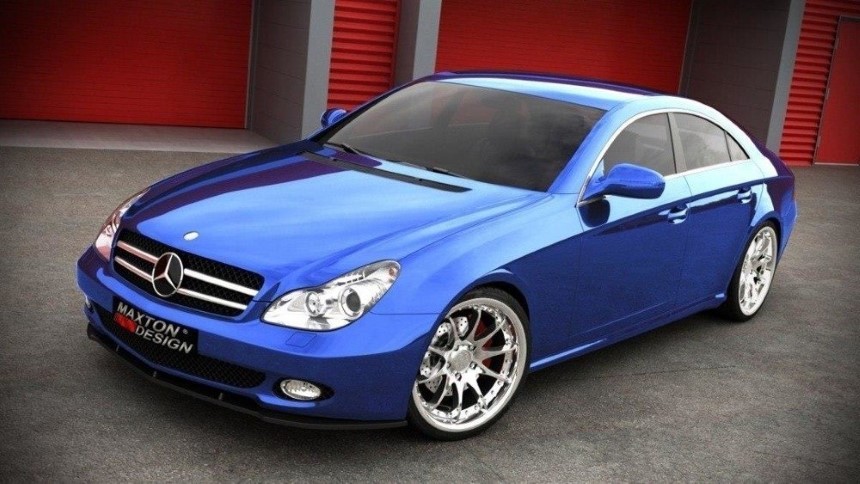 Voorspoiler Mercedes CLS W219 Maxton Design glans zwart