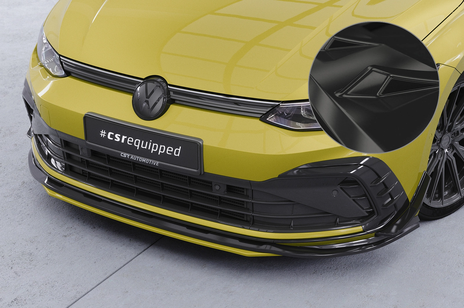 Voorspoiler VW Golf 8 GTI, GTD, GTE, R-Line Glans Zwart – 12/2019–