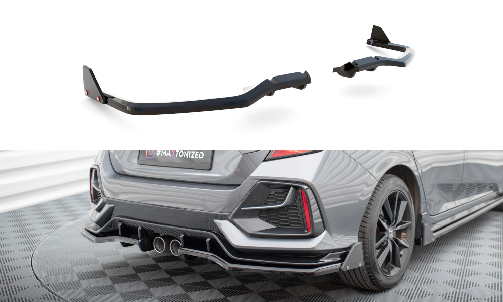 Diffuser met Canards Honda Civic Sport 2020 - 2023 Maxton Glans Zwart
