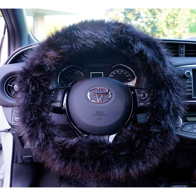 Simoni Racing Stuurwielhoes Fluffy Fur - Zwart - 37-39cm