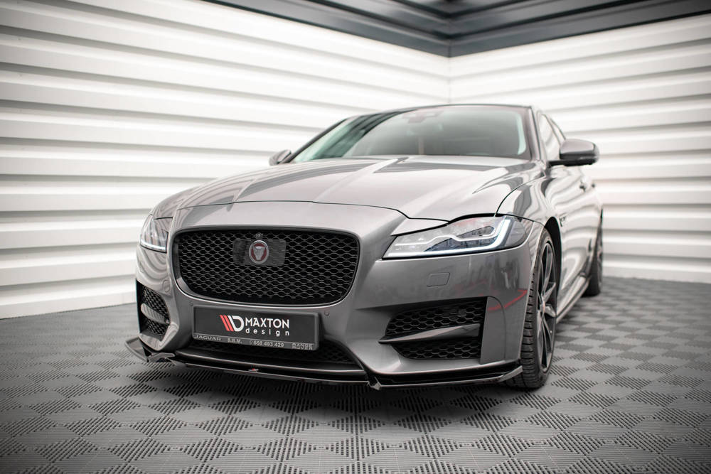 Voorspoiler V.2 Jaguar XF R-Sport Mk2 Maxton Glans Zwart