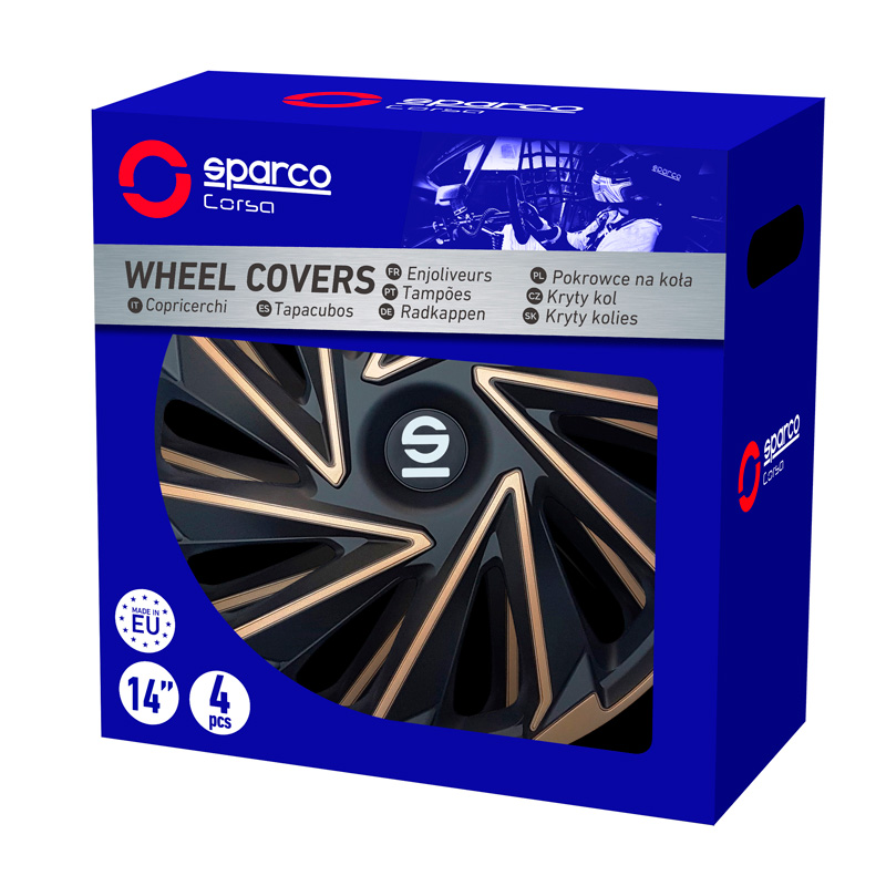Sparco Wieldoppen Varese - 15-inch - Goud/Zwart - Set van 4 stuks