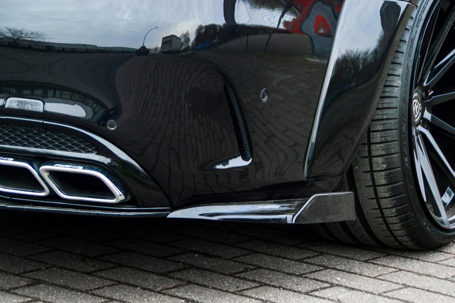 Achterschort zijpanelen met vleugel Mercedes C-Klasse C63AMG+S