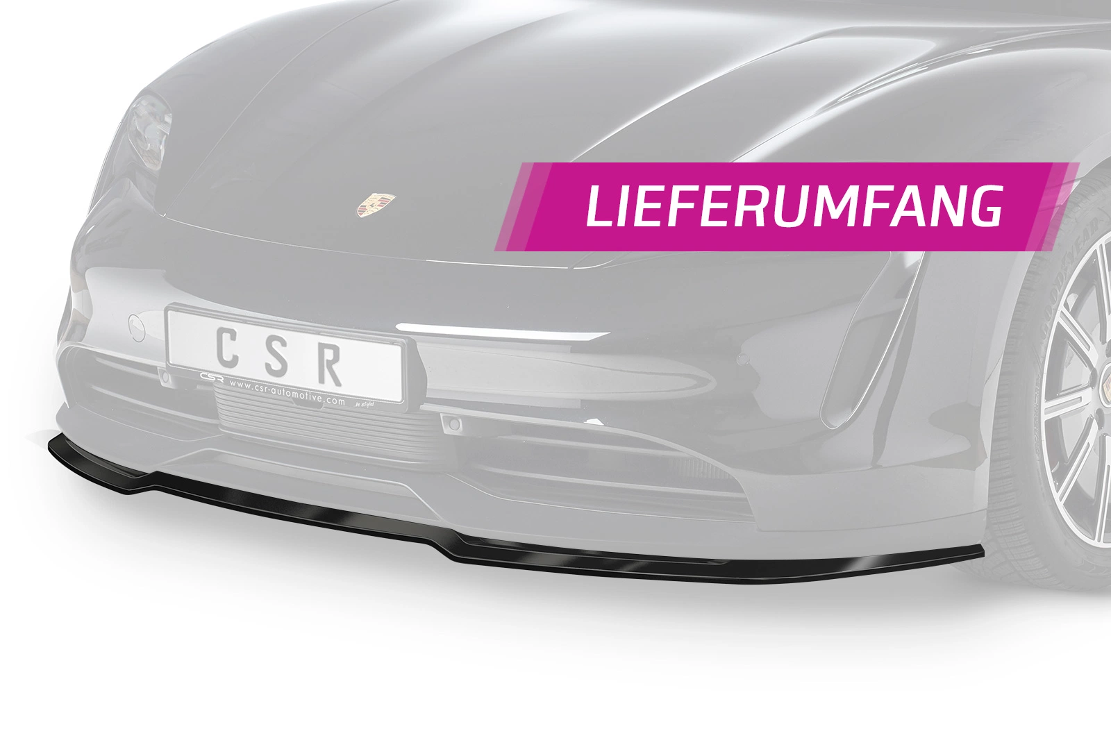 Voorspoiler Porsche Taycan / Taycan 4S glans zwart