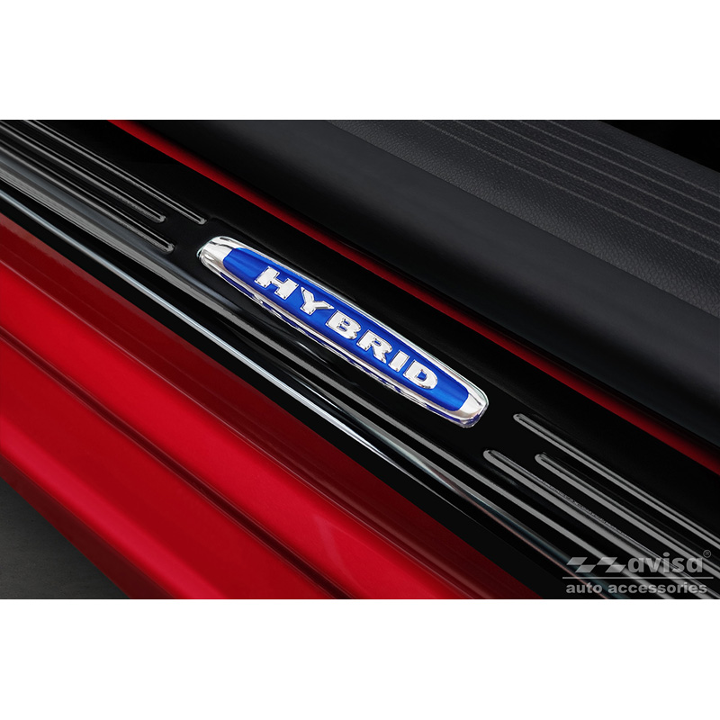 Zwart glanzend RVS Instaplijsten  Opel Astra (L) Hatchback 2021- & Opel Astra (L) Sports Tourer 2021- 'Hybrid' - 4-delig