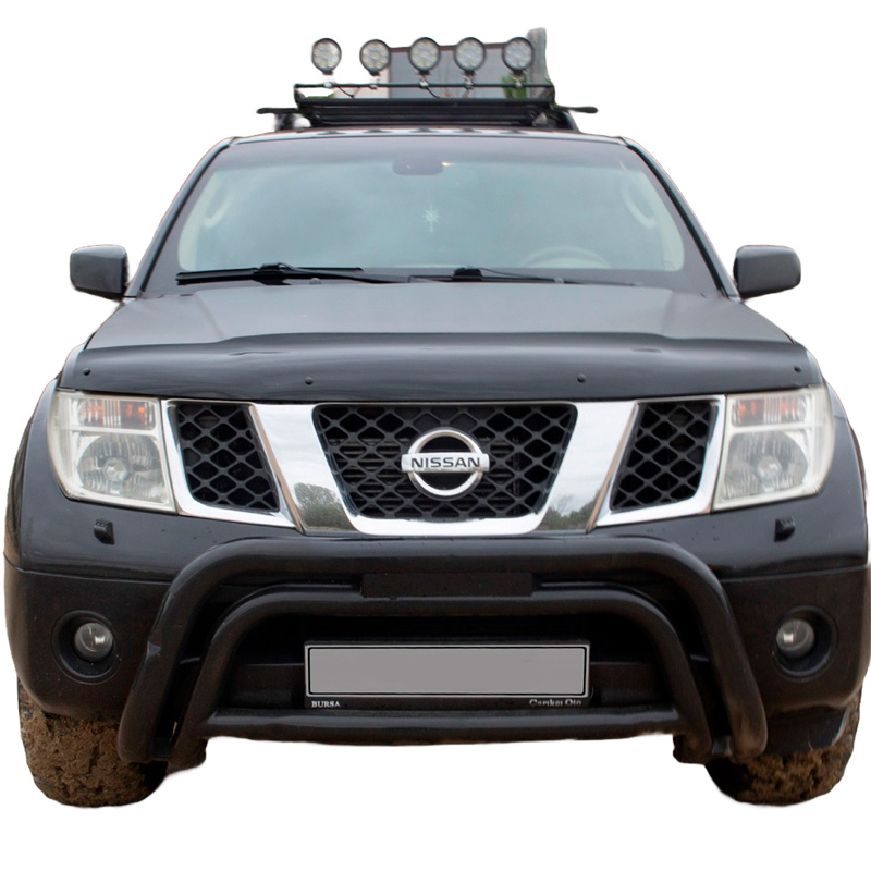 Motorkapbeschermer (steenslagcover)  Nissan Navara D40 2005-2010 - Glanzend zwart