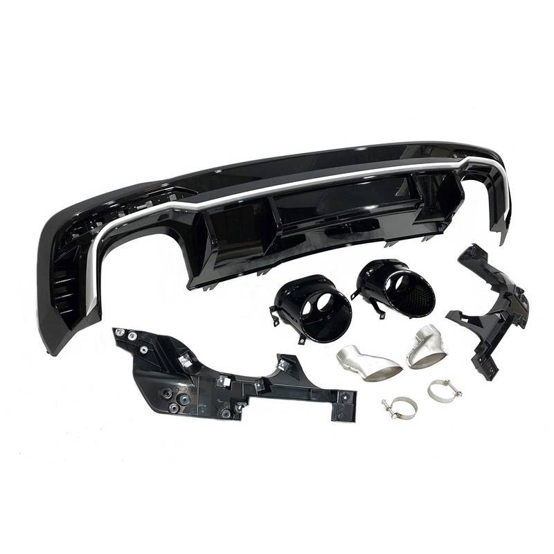 Achterbumper Diffusor Audi A4 B9 19- Glans Zwart RS Look S-Line