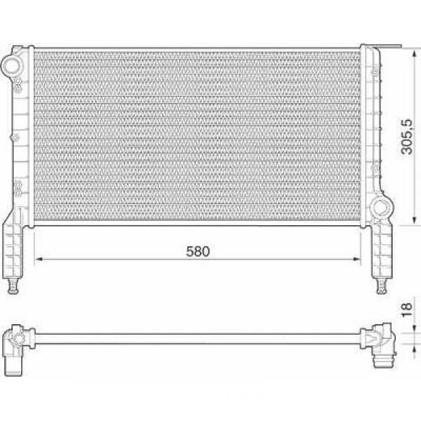 Radiator FIAT DOBLO 01-05 580x305x16 1.2I/1.6I 47/76KW +AC