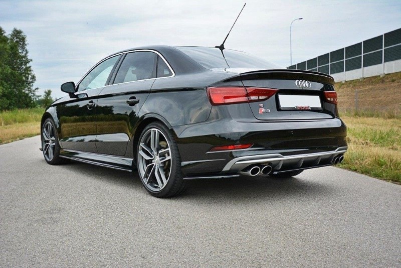 Achterzij Spoilers Audi S3 / A3 S-Line 8V FL Sedan Glanzend zwart