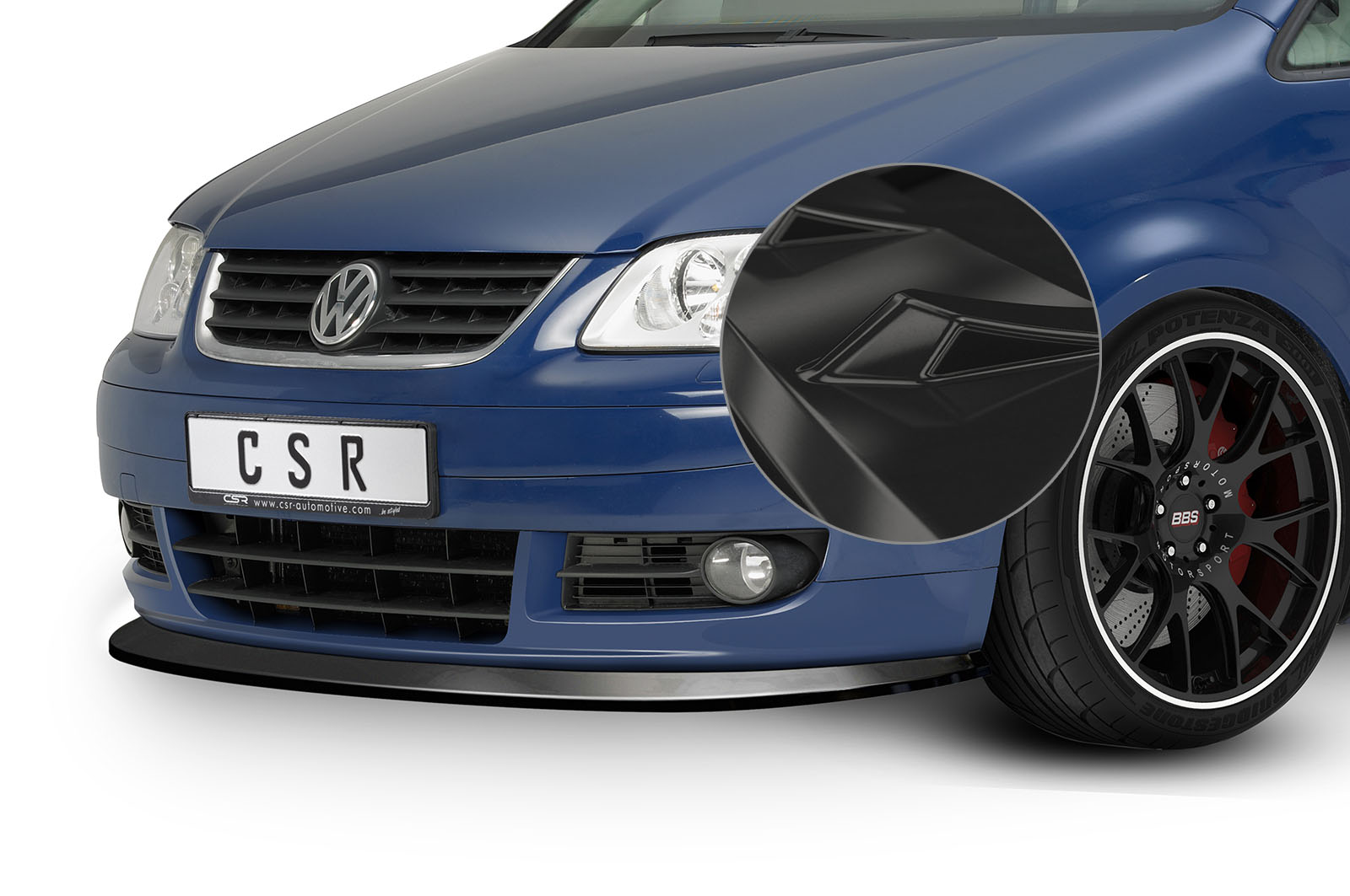Voorspoiler VW Touran I (Typ 1T) Glans Zwart – 2003–2006