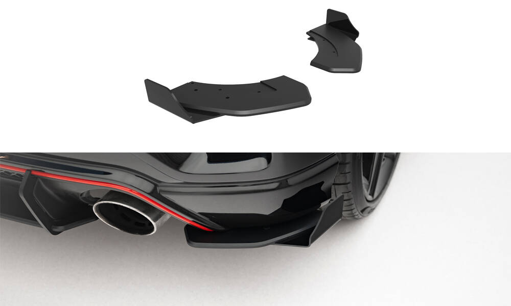 Street Pro Achterzij Spoilers + Flaps Hyundai Veloster N MK2 Maxton Glanzend zwart