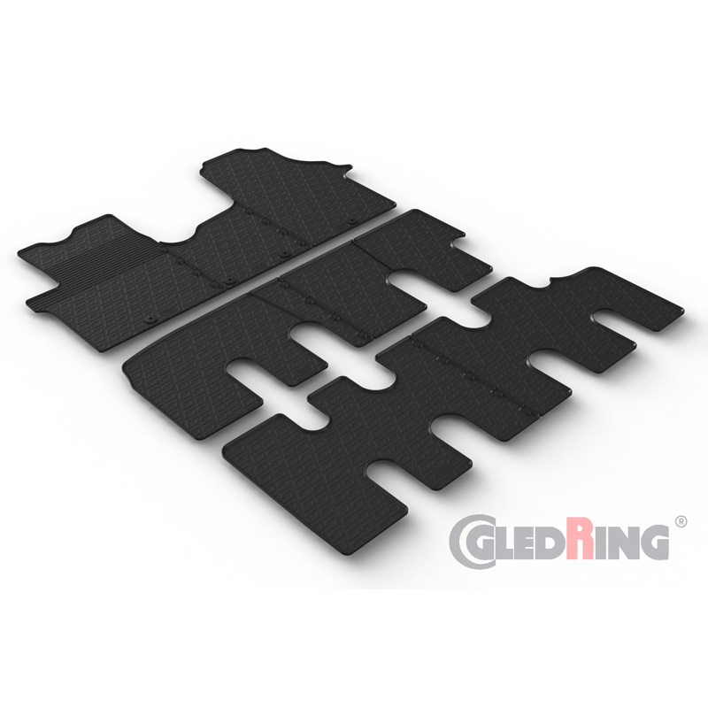 Gledring Rubbermatten  Fiat Talento 2016- / Renault Trafic 2014-2019 / Opel Vivaro 2014-2019 / Nissan NV300 2016- (Bus) (1ste zitrij) (G profiel 3-delig + montageclips)
