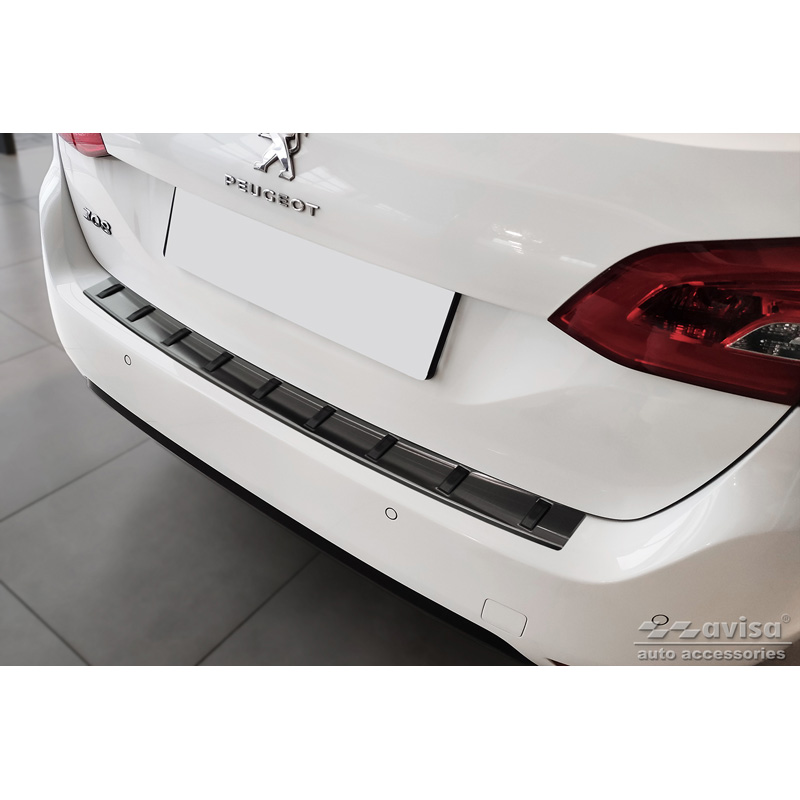 Zwart RVS Achterbumperprotector  Peugeot 308 SW II 2013-2017 & Facelift 2017-2021 'STRONG EDITION'