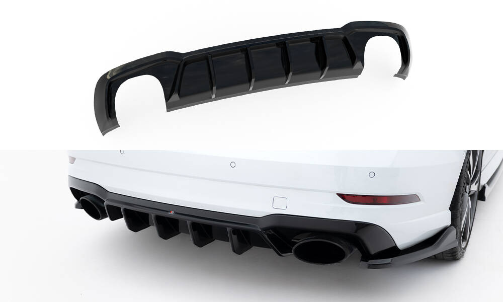 Achter Diffuser V.2 Audi RS3 Sedan 8V Facelift Maxton Glanzend zwart