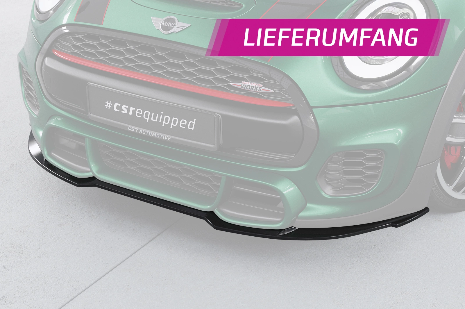 Voorspoiler Mini F55, F56, F57 JCW-Trim Glans Zwart (2018–2021 1. Facelift) CSR