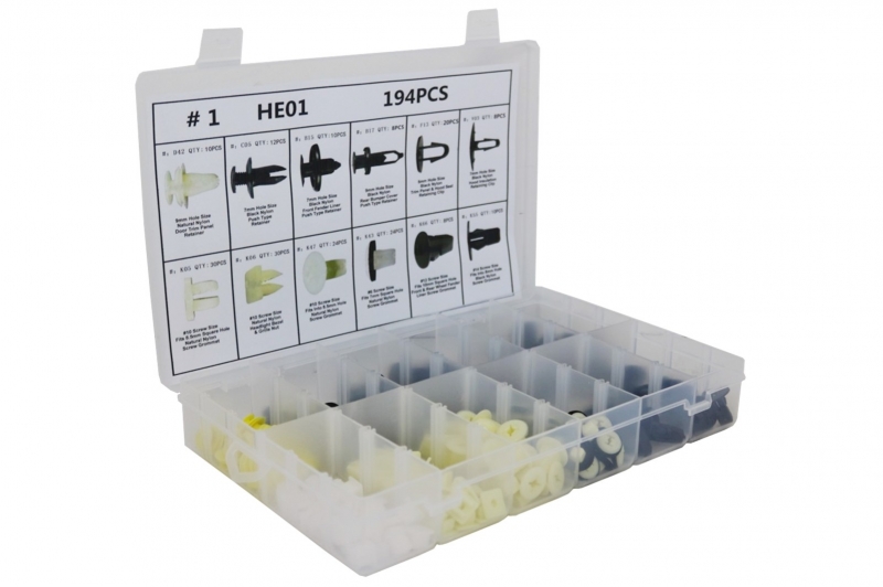Auto Clips Plastic fasteners Kit 194 pcs