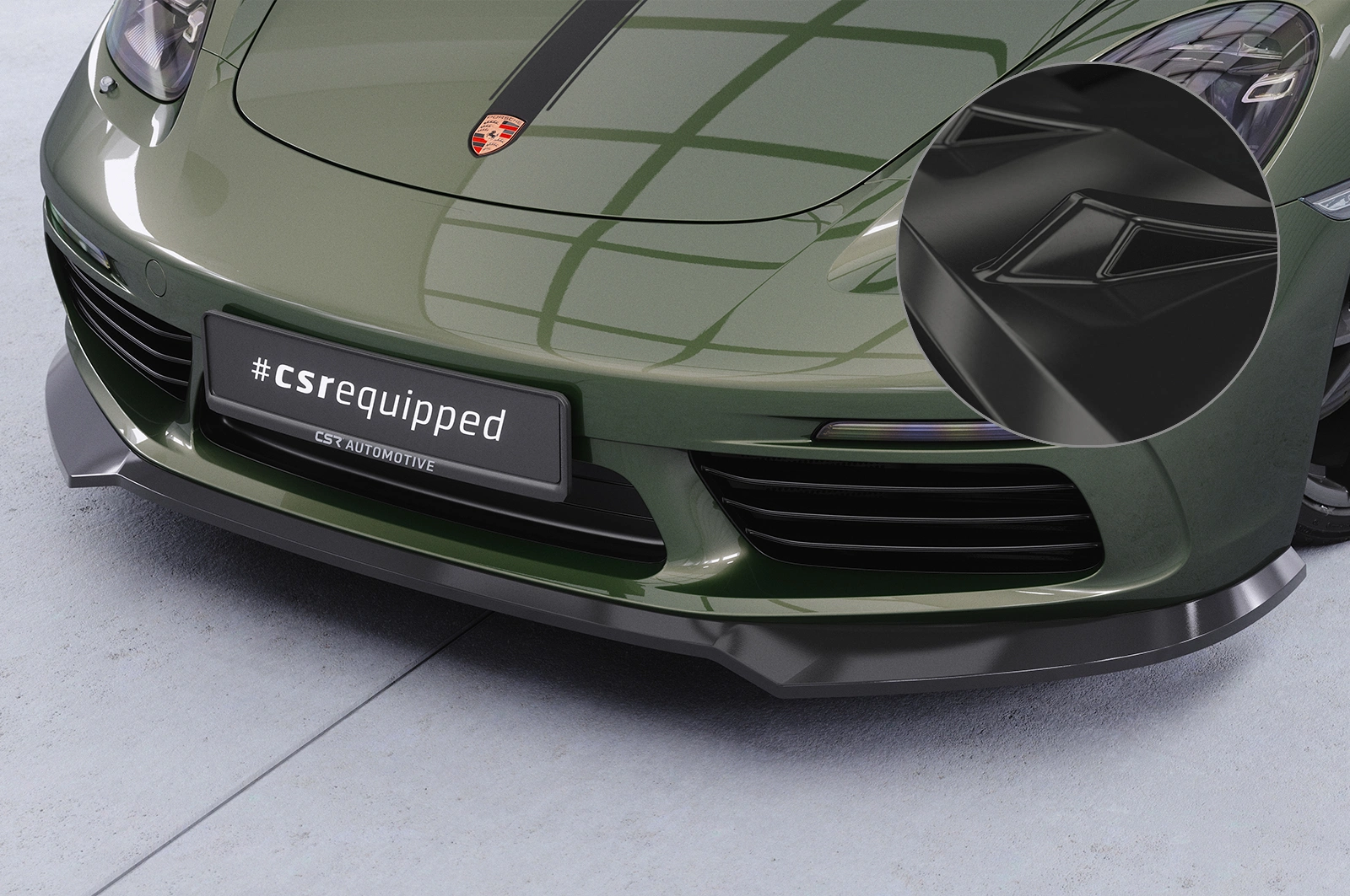 Voorspoiler Porsche 718 Boxster 982 / 718 Cayman 982 Glans Zwart – CSR