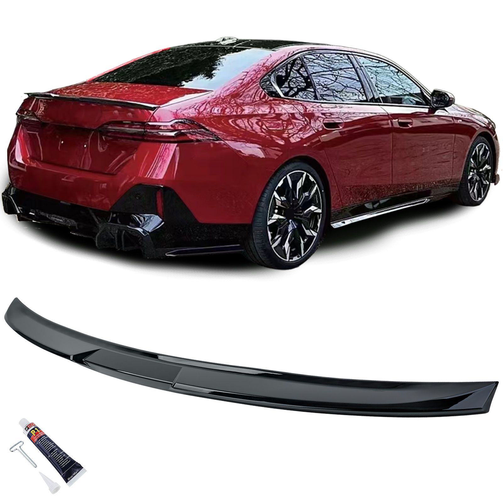 Achterklep Spoiler BMW 5 G60 M-pack Black Knight Design Glans Zwart