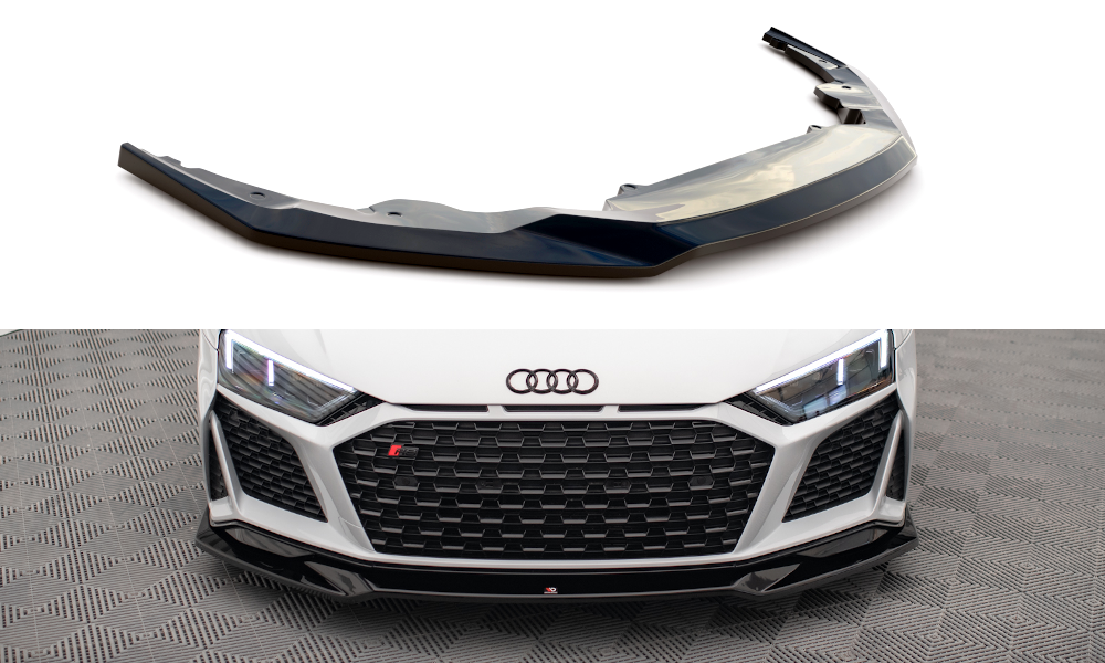 Voorspoiler V.3 Audi R8 Facelift  2018 - 2021 Maxton Glans Zwart