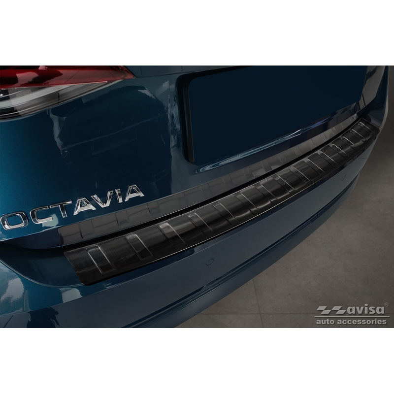 Zwart RVS Achterbumperprotector  Skoda Octavia IV Liftback 2020-2024 & FL 2024- 'Ribs'