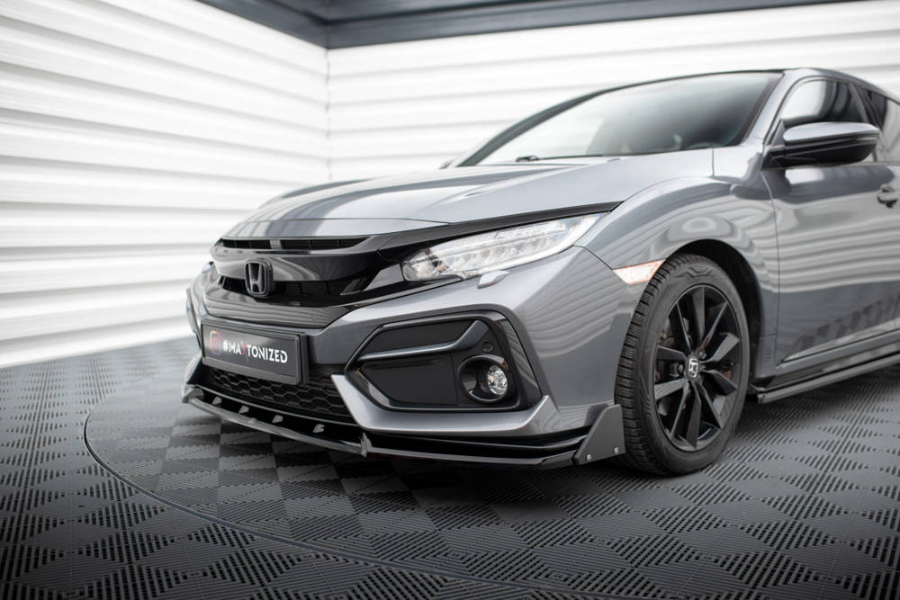 Voorspoiler met Canards Honda Civic Sport 2020 - 2023 Maxton Glans Zwart