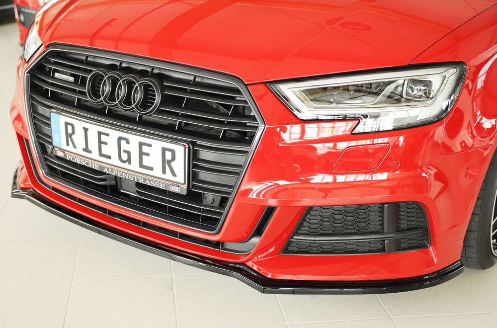Voorspoiler Audi S3 & A3 8V S-line Rieger Zwart Glans